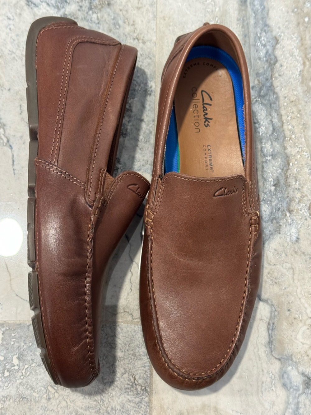 NWOT Clarks Brown Leather Slip-On Loafers for Men - Picture 4 of 8